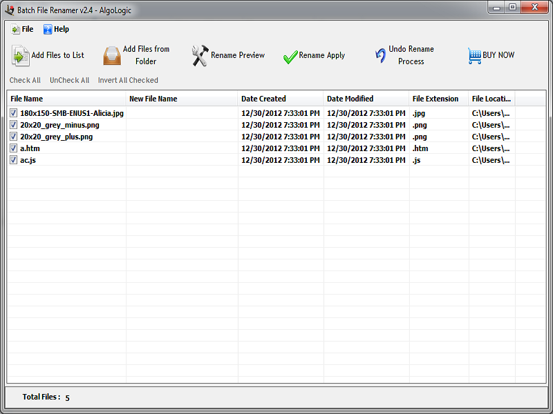 Click to view Batch File Renamer 2.4 screenshot